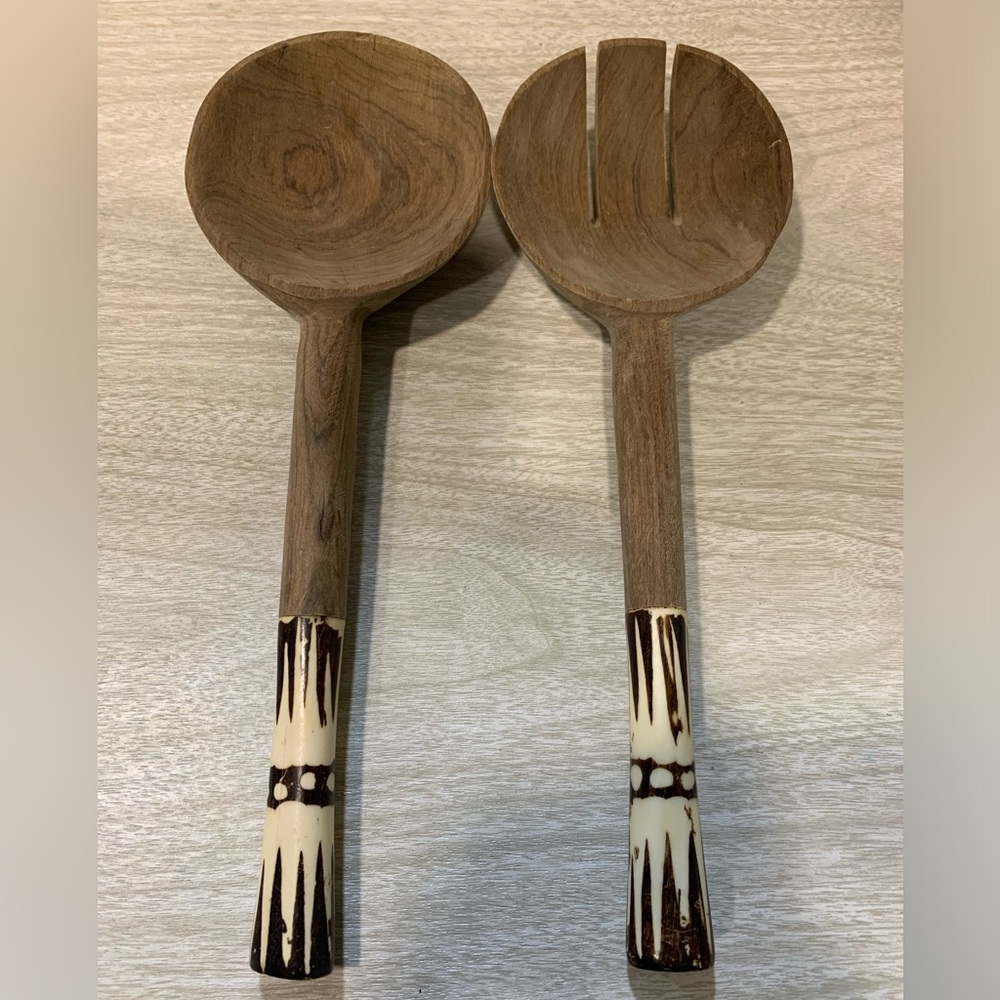 Vintage Kenyan Salad Serving Set